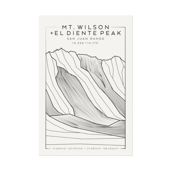 Colorado 14ers: MT. WILSON + EL DIENTE PEAK: Textured Watercolor Matte Posters - Image 5