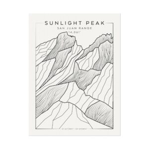 Colorado 14ers: SUNLIGHT PEAK: Textured Watercolor Matte Posters