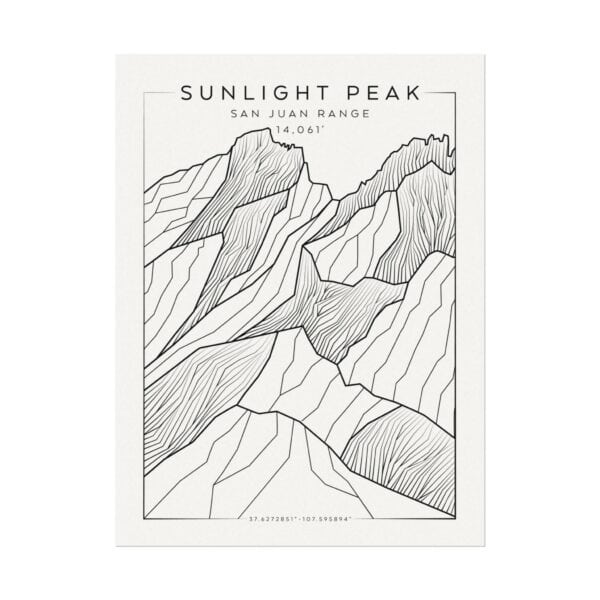 Colorado 14ers: SUNLIGHT PEAK: Textured Watercolor Matte Posters