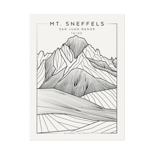 Colorado 14ers: MT. SNEFFELS: Textured Watercolor Matte Posters