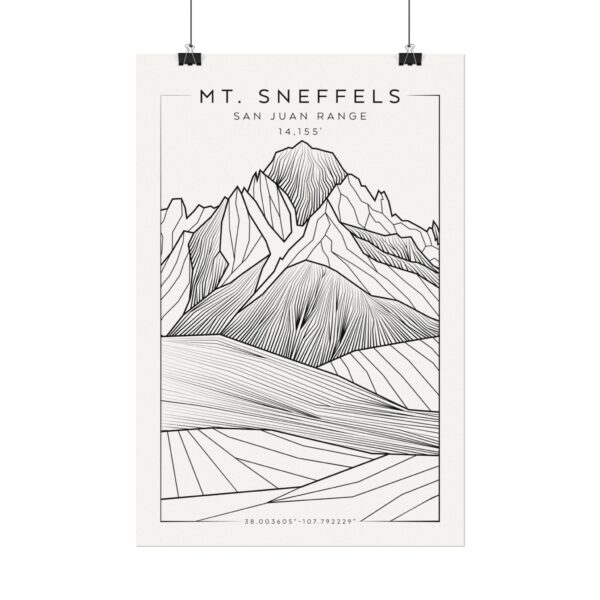 Colorado 14ers: MT. SNEFFELS: Textured Watercolor Matte Posters - Image 6