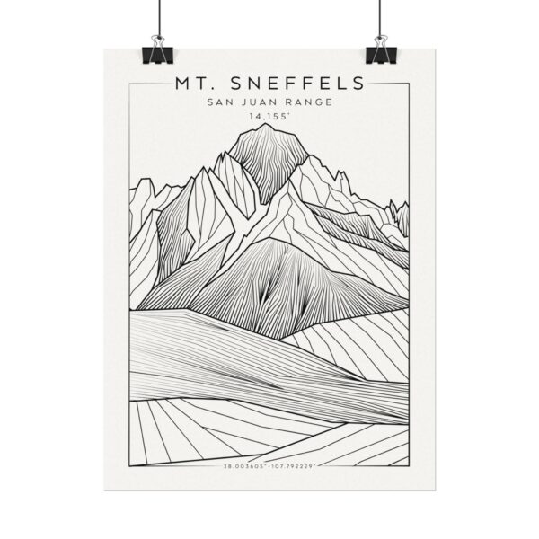 Colorado 14ers: MT. SNEFFELS: Textured Watercolor Matte Posters - Image 2