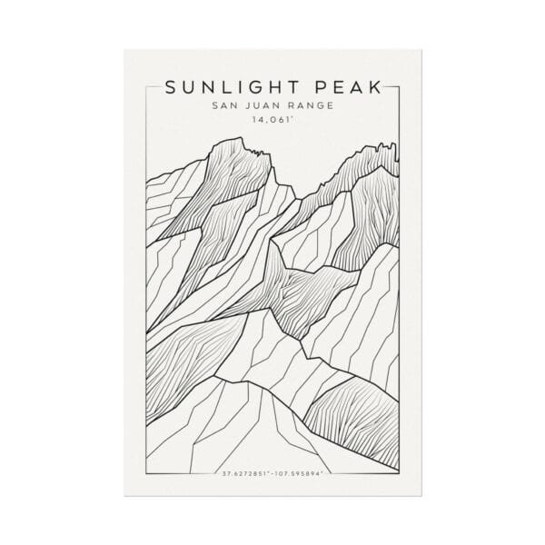 Colorado 14ers: SUNLIGHT PEAK: Textured Watercolor Matte Posters - Image 5