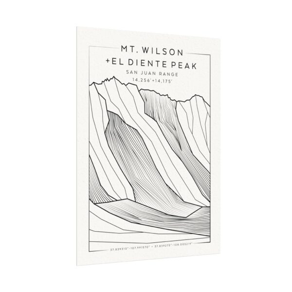 Colorado 14ers: MT. WILSON + EL DIENTE PEAK: Textured Watercolor Matte Posters - Image 3