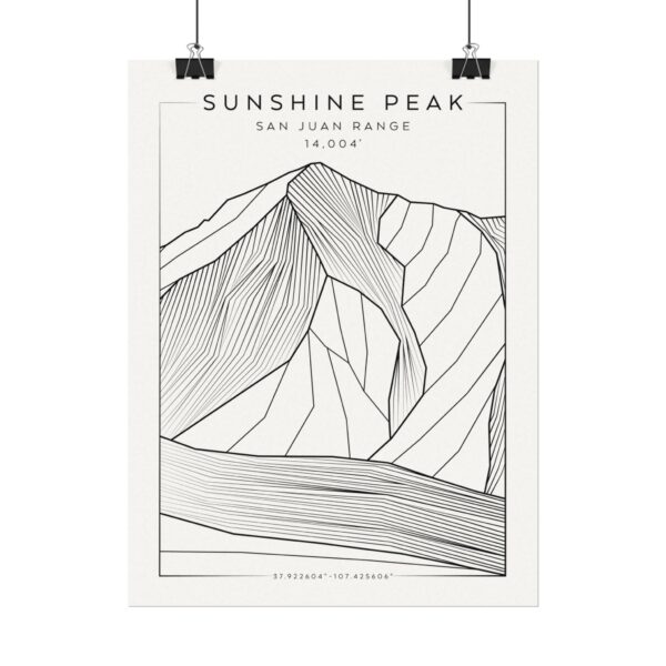 Colorado 14ers: SUNSHINE PEAK: Textured Watercolor Matte Posters - Image 2
