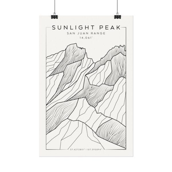 Colorado 14ers: SUNLIGHT PEAK: Textured Watercolor Matte Posters - Image 6