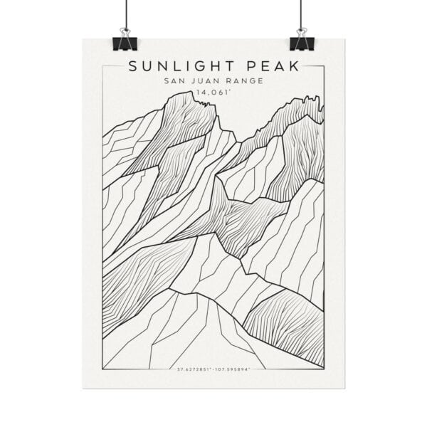 Colorado 14ers: SUNLIGHT PEAK: Textured Watercolor Matte Posters - Image 2