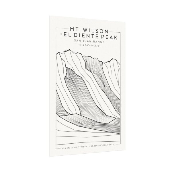 Colorado 14ers: MT. WILSON + EL DIENTE PEAK: Textured Watercolor Matte Posters - Image 7