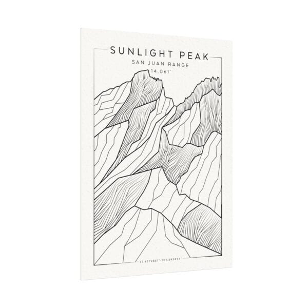 Colorado 14ers: SUNLIGHT PEAK: Textured Watercolor Matte Posters - Image 3