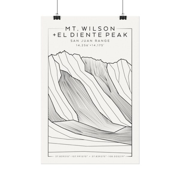 Colorado 14ers: MT. WILSON + EL DIENTE PEAK: Textured Watercolor Matte Posters - Image 6