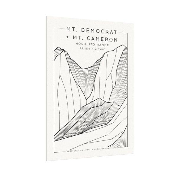 Colorado 14ers: MT. DEMOCRAT + MT. CAMERON: Textured Watercolor Matte Posters - Image 3