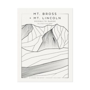 Colorado 14ers: MT. BROSS + MT. LINCOLN: Textured Watercolor Matte Posters