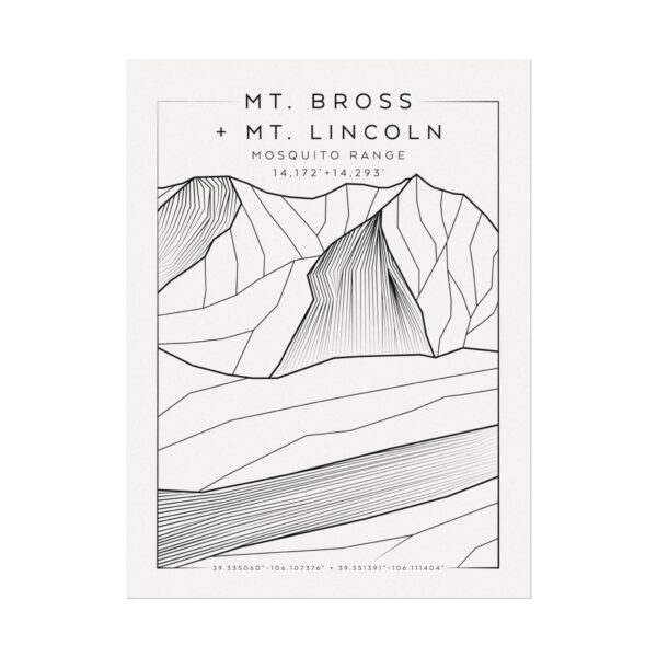 Colorado 14ers: MT. BROSS + MT. LINCOLN: Textured Watercolor Matte Posters