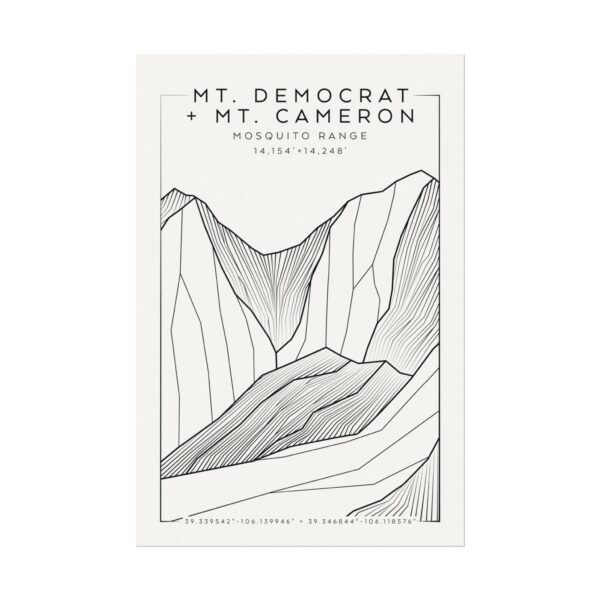 Colorado 14ers: MT. DEMOCRAT + MT. CAMERON: Textured Watercolor Matte Posters - Image 5