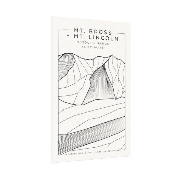 Colorado 14ers: MT. BROSS + MT. LINCOLN: Textured Watercolor Matte Posters - Image 7