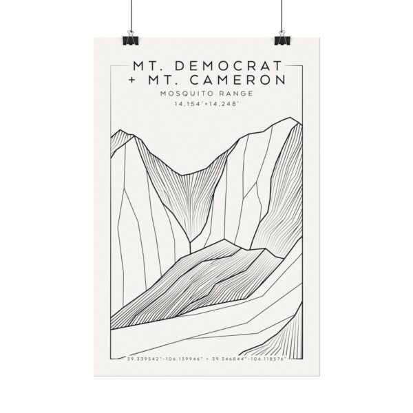 Colorado 14ers: MT. DEMOCRAT + MT. CAMERON: Textured Watercolor Matte Posters - Image 6