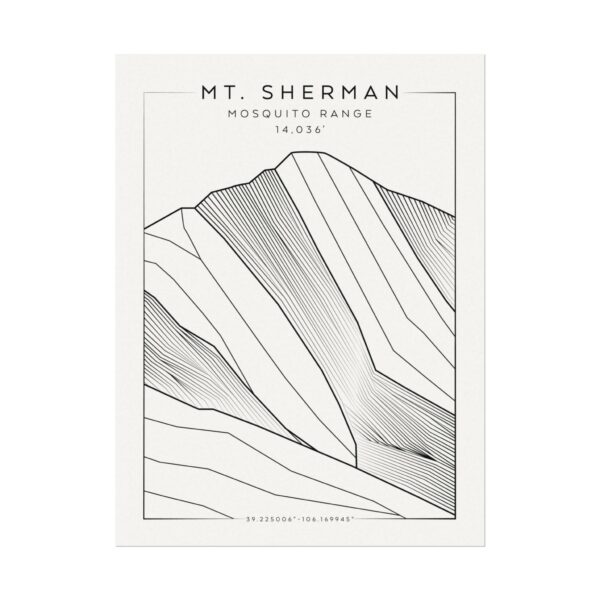 Colorado 14ers: MT. SHERMAN: Textured Watercolor Matte Posters