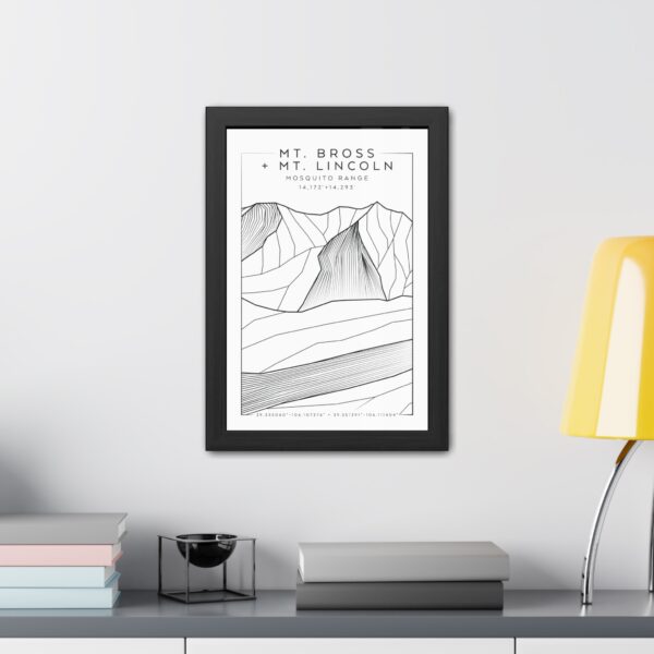 Colorado 14ers: MT. BROSS + MT. LINCOLN: Framed Poster - Image 3