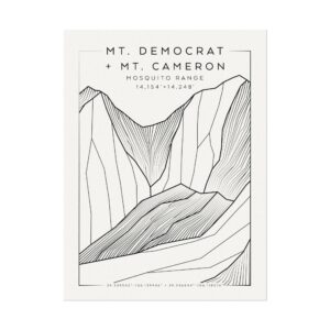 Colorado 14ers: MT. DEMOCRAT + MT. CAMERON: Textured Watercolor Matte Posters