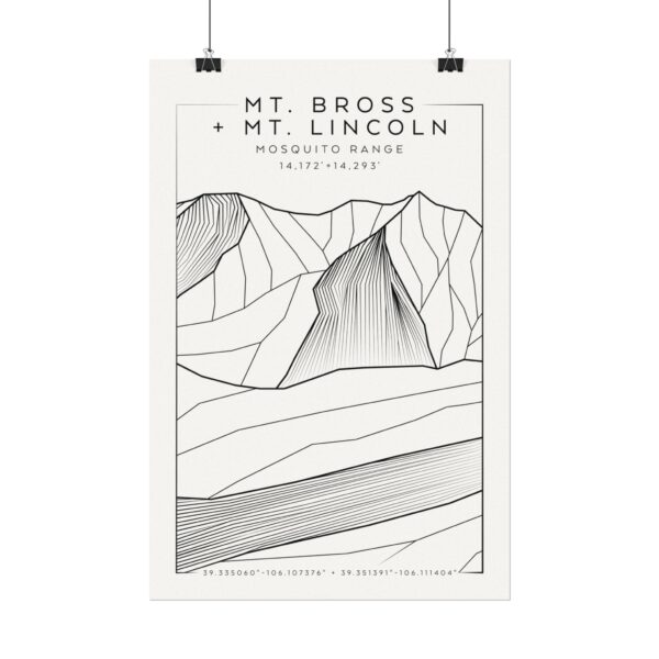 Colorado 14ers: MT. BROSS + MT. LINCOLN: Textured Watercolor Matte Posters - Image 6