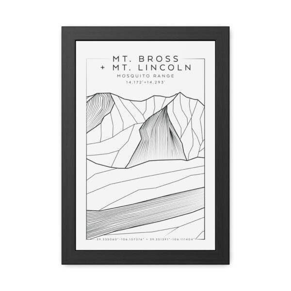Colorado 14ers: MT. BROSS + MT. LINCOLN: Framed Poster