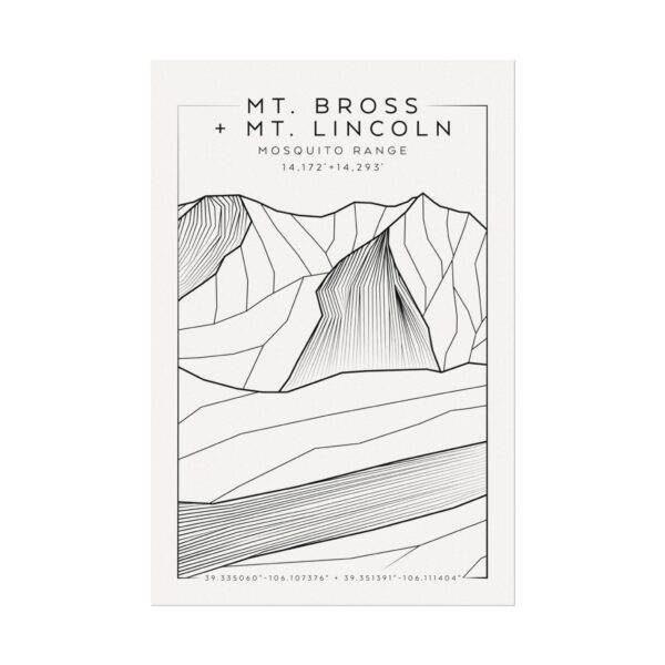 Colorado 14ers: MT. BROSS + MT. LINCOLN: Textured Watercolor Matte Posters - Image 5