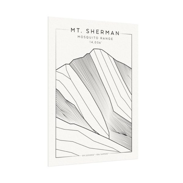 Colorado 14ers: MT. SHERMAN: Textured Watercolor Matte Posters - Image 3