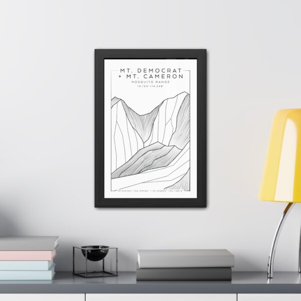 Colorado 14ers: MT. DEMOCRAT + MT. CAMERON: Framed Poster - Image 3