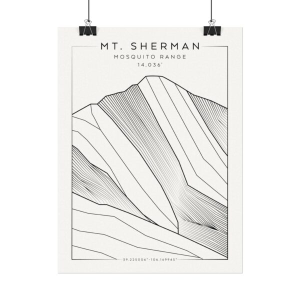 Colorado 14ers: MT. SHERMAN: Textured Watercolor Matte Posters - Image 2
