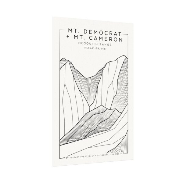 Colorado 14ers: MT. DEMOCRAT + MT. CAMERON: Textured Watercolor Matte Posters - Image 7