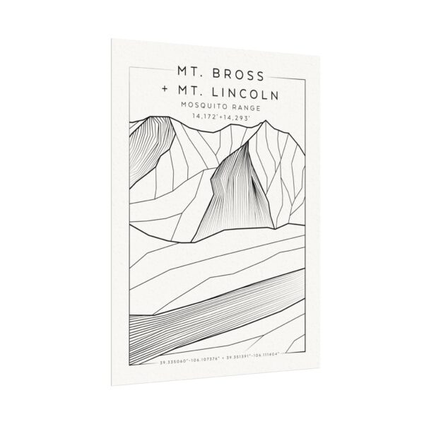 Colorado 14ers: MT. BROSS + MT. LINCOLN: Textured Watercolor Matte Posters - Image 3